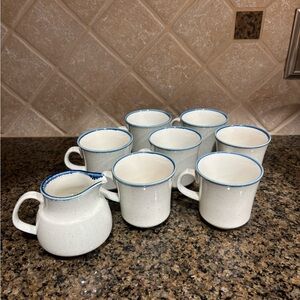 Set Of‎ 7 Mikasa Cordon Bleu CG500 Coffee Cups Mugs And Creamer